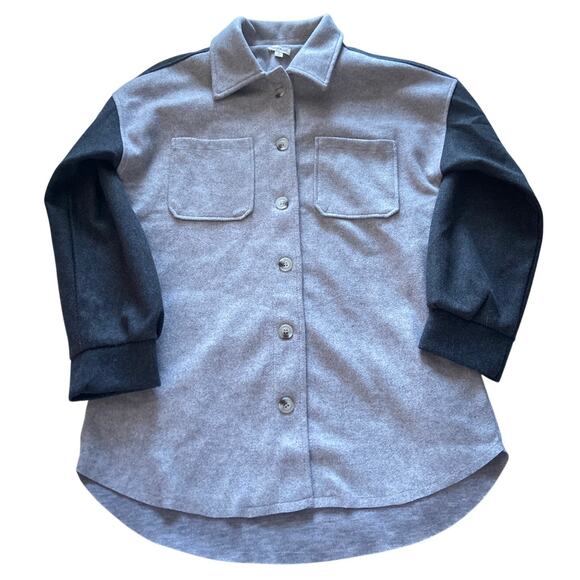 Hem & Thread Flannel Fleece Shirt Button Front Jacket Colorblock‎ Womens Small - Picture 1 of 6